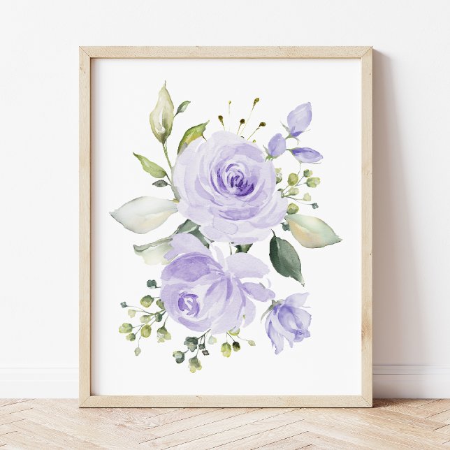 Purple Flowers, Watercolor Flowers, Gender Neutral Poster (Creator Uploaded)