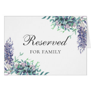 Purple flowers wedding. Floral reserved sign