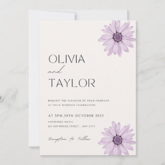 Purple Flowers Wedding Invitation