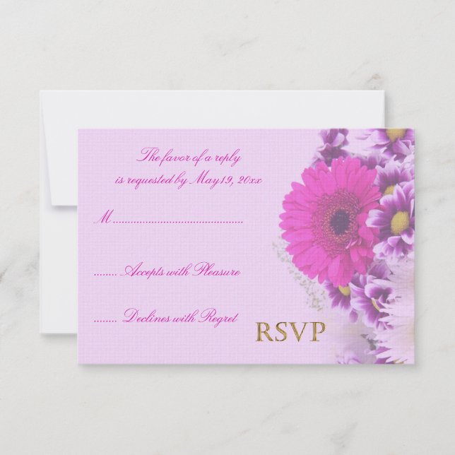 Purple Flowers Wedding RSVP Card (Front)