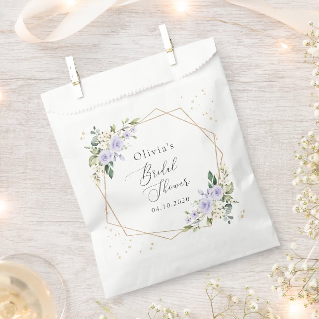 Purple Flowers, White Flowers, Boho, Bridal Shower Favour Bag (Clipped)