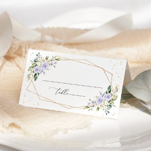 Purple Flowers, White Flowers, Boho, Bridal Shower Place Card