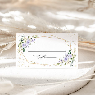 Purple Flowers, White Flowers, Boho, Bridal Shower Place Card
