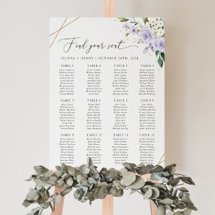 Purple Flowers, White Flowers, Boho, Seating Chart