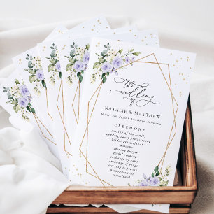 Purple Flowers, White Flowers, Wedding Program