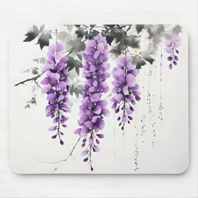 Purple Flowers Wisteria Tree Mouse Pad (Front)