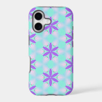 Purple Flowers with Aquamarine and Pink Petals