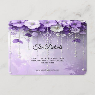 Purple Flowers with Dangling Pearls Detail Enclosure Card