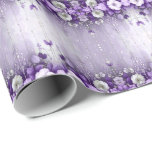 Purple Flowers with Dangling Pearls Wrapping Paper<br><div class="desc">Beautiful Purple Flowers with Dangling Pearls Wrapping Paper</div>