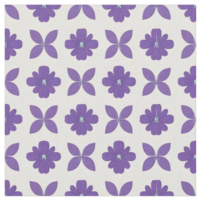Purple Flowers with Light Background Fabric (Close Up)