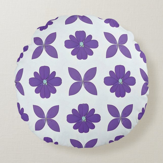 Purple Flowers with Light Background Round Cushion (Front)