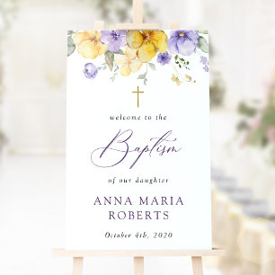 Purple Flowers, Yellow Flowers, Baptism Welcome Poster
