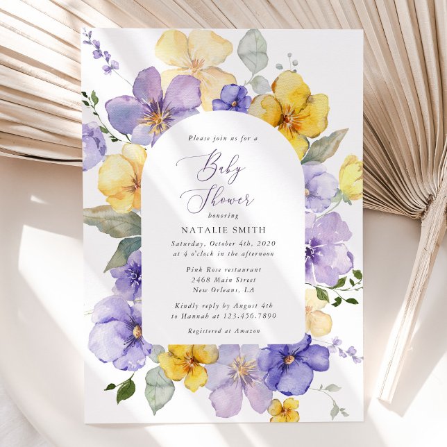 Purple Flowers, Yellow Flowers, Boho, Baby Shower Invitation (Creator Uploaded)