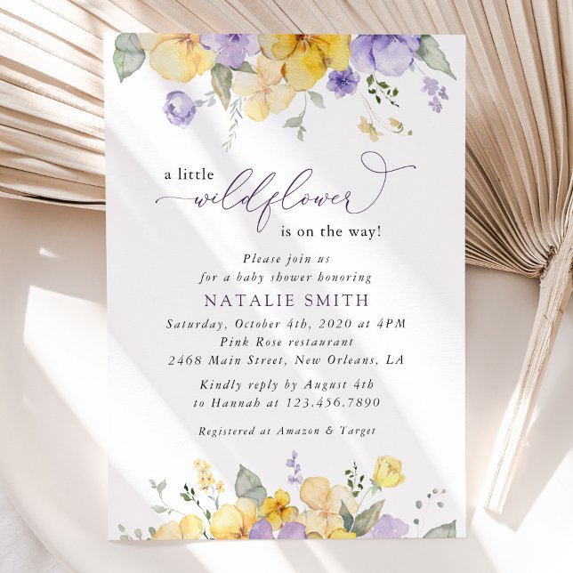 Purple Flowers, Yellow Flowers, Boho, Baby Shower Invitation (Creator Uploaded)