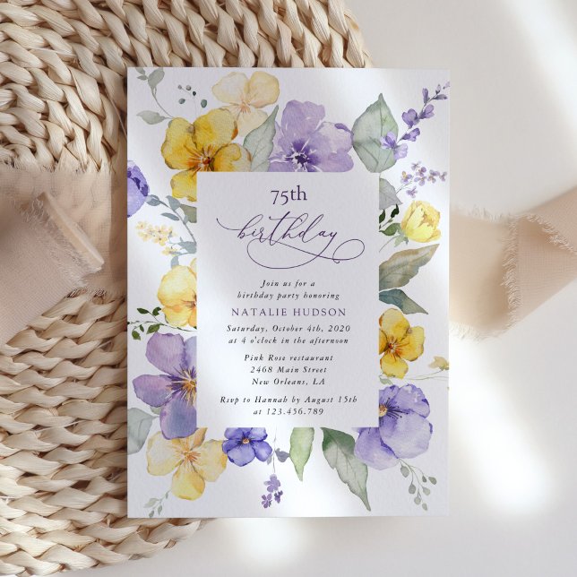 Purple Flowers, Yellow Flowers, Boho, Birthday Invitation (Creator Uploaded)