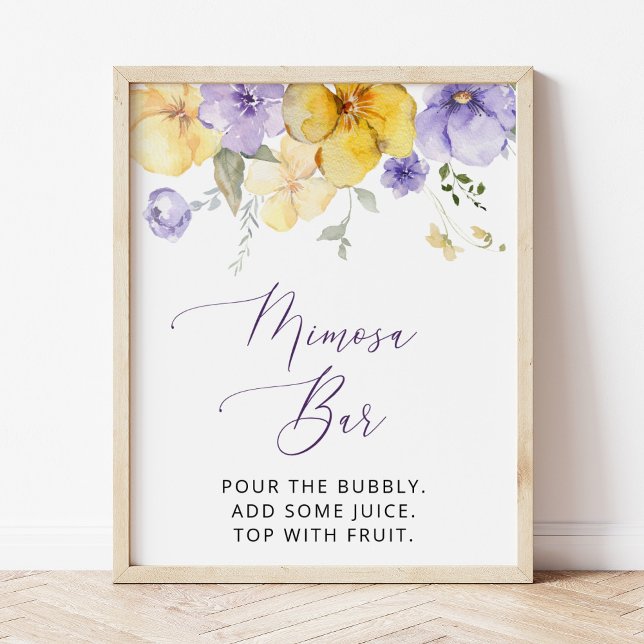 Purple Flowers, Yellow Flowers, Boho, Mimosa Bar Poster (Creator Uploaded)