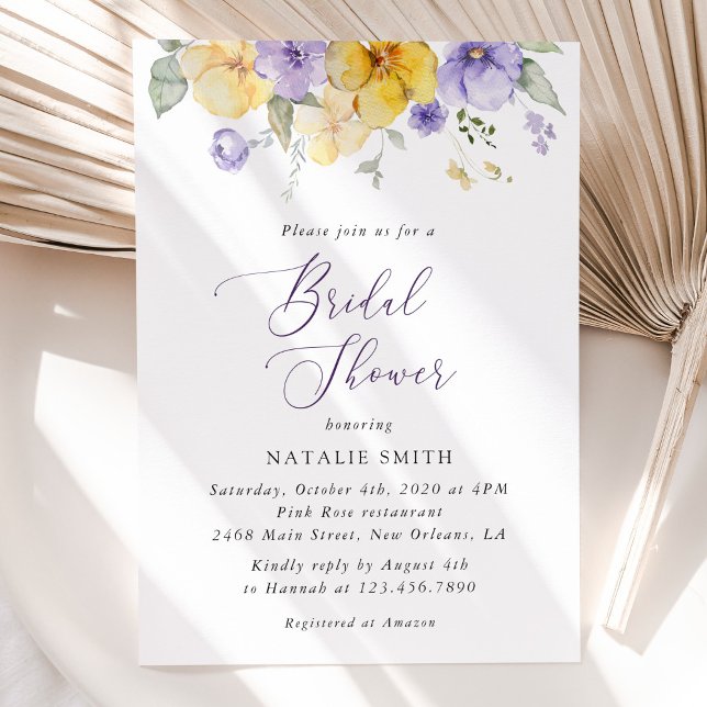 Purple Flowers, Yellow Flowers, Bridal Shower Invitation (Creator Uploaded)