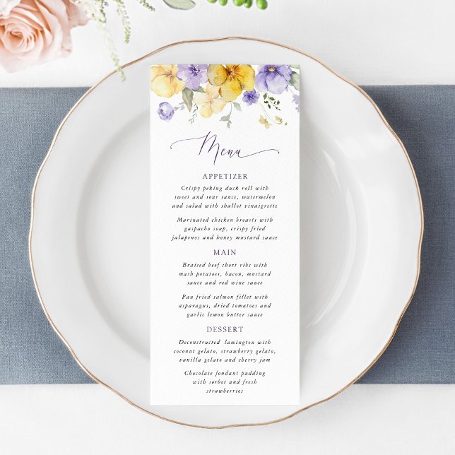 Purple Flowers, Yellow Flowers, Bridal Shower Menu (Creator Uploaded)