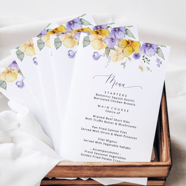 Purple Flowers, Yellow Flowers, Bridal Shower Menu (Creator Uploaded)
