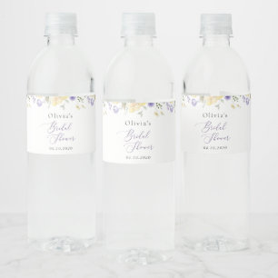 Purple Flowers, Yellow Flowers, Bridal Shower Water Bottle Label