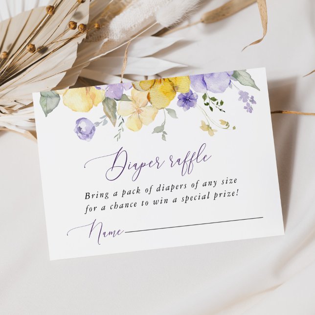 Purple Flowers, Yellow Flowers, Diaper Raffle Enclosure Card (Creator Uploaded)