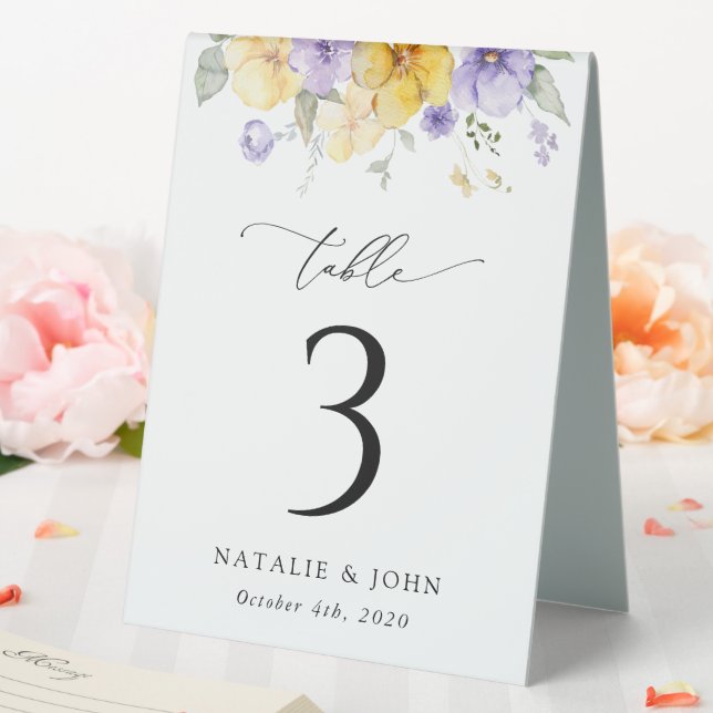 Purple Flowers, Yellow Flowers, Table Numbers (In SItu (Wedding))