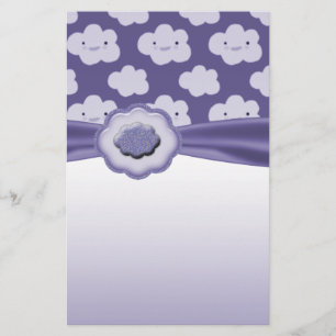 Purple Fluffy Clouds Baby Shower Stationery