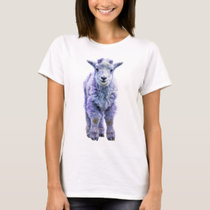 Purple Fluffy Mountain Goat Kid Lamb Women T-Shirt