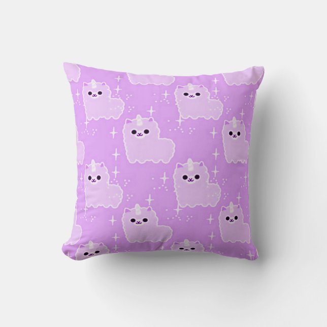 Purple Fluffy Unicorn Sparkles Cushion (Front)