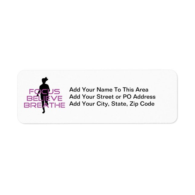Purple Focus Believe Breathe Return Address Label (Front)