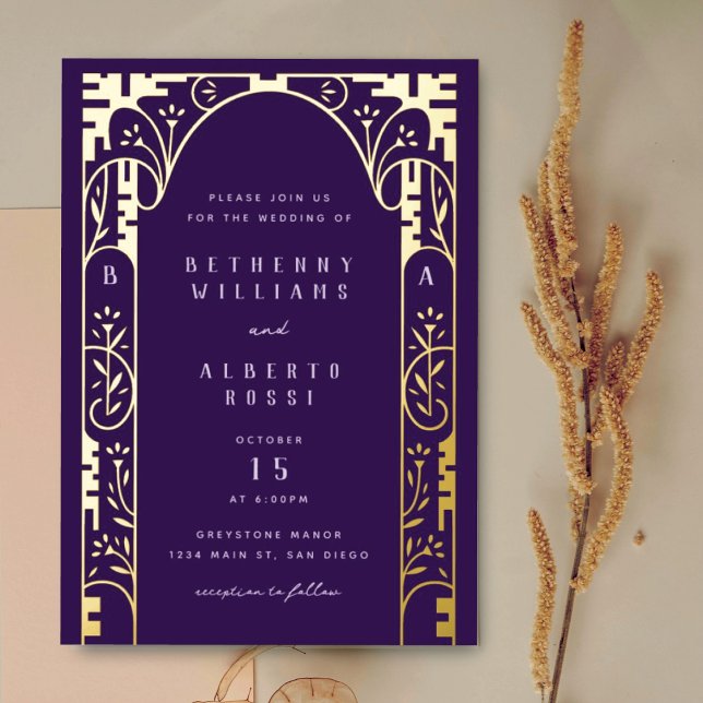 Purple Foil Art Nouveau Arch Foil Invitation (Creator Uploaded)