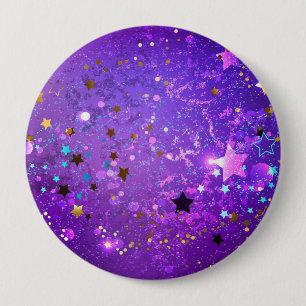 Purple foil background with Stars 10 Cm Round Badge