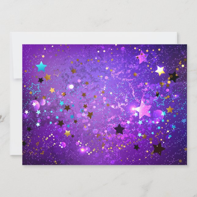 Purple foil background with Stars Announcement (Front)