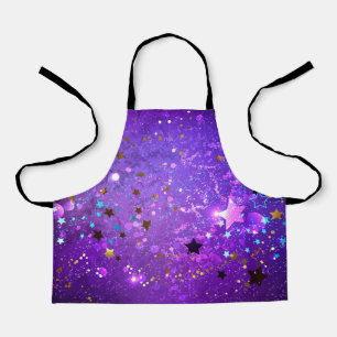 Purple foil background with Stars Apron