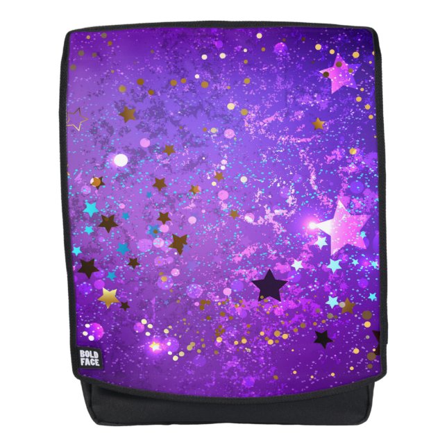 Purple foil background with Stars Backpack (Front)