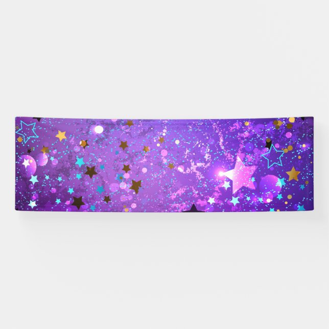 Purple foil background with Stars Banner (Horizontal)