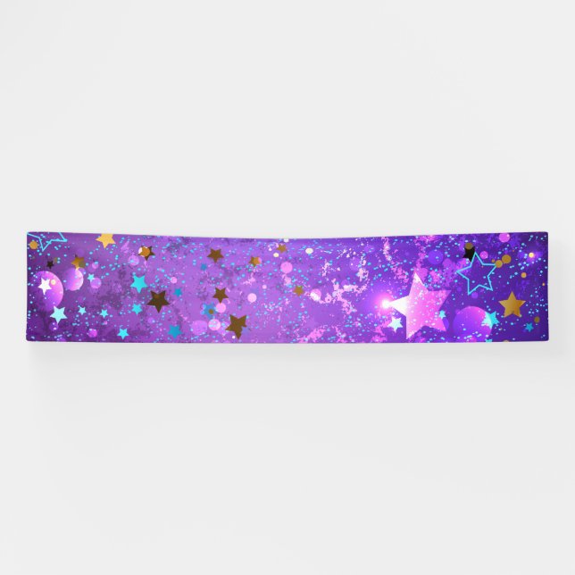 Purple foil background with Stars Banner (Horizontal)