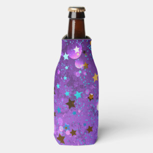 Purple foil background with Stars Bottle Cooler