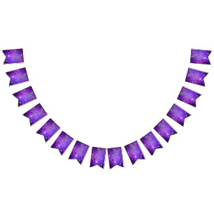 Purple foil background with Stars Bunting