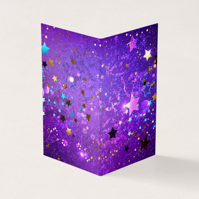 Purple foil background with Stars Business Card (Outside)