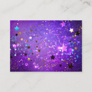 Purple foil background with Stars Calling Card