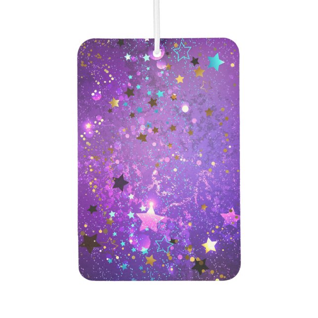 Purple foil background with Stars Car Air Freshener (Front)