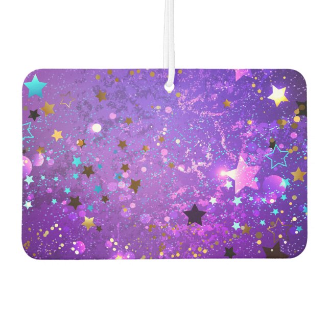 Purple foil background with Stars Car Air Freshener (Front)