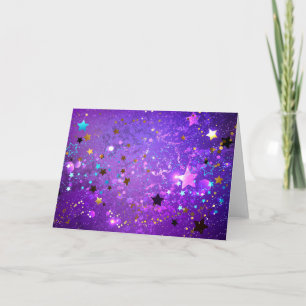 Purple foil background with Stars Card