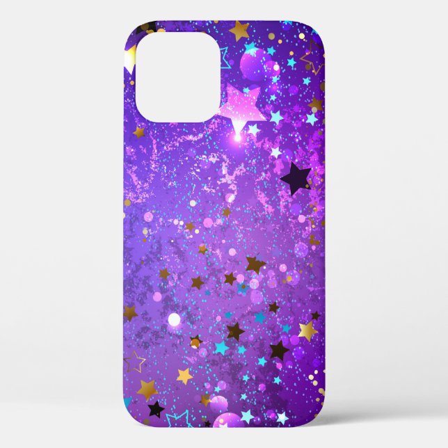 Purple foil background with Stars Case-Mate iPhone Case (Back)
