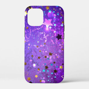 Purple foil background with Stars iPhone 12 Mini Case