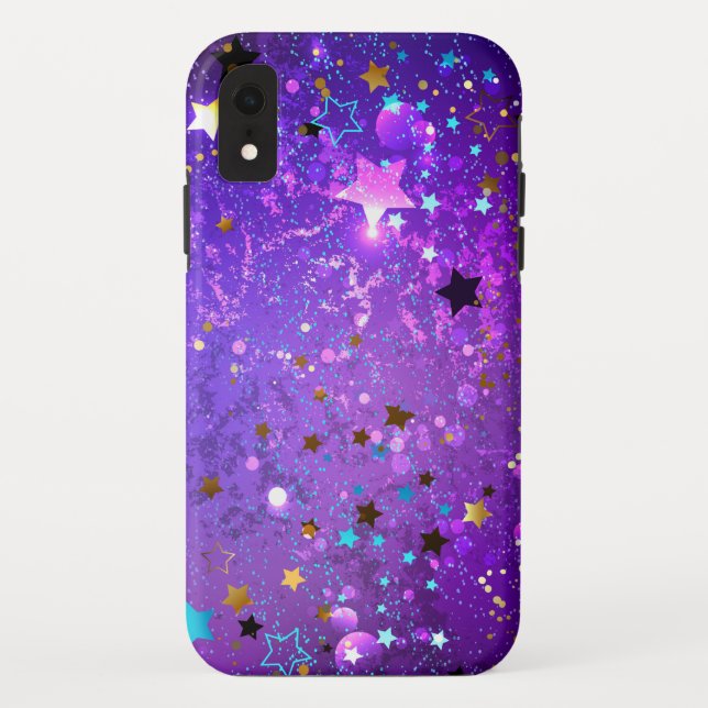 Purple foil background with Stars Case-Mate iPhone Case (Back)