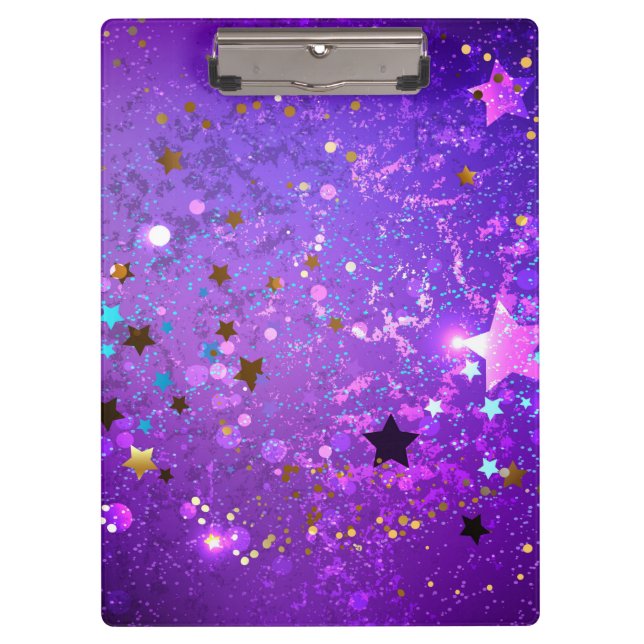 Purple foil background with Stars Clipboard (Front)