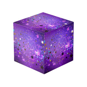 Purple foil background with Stars Cube