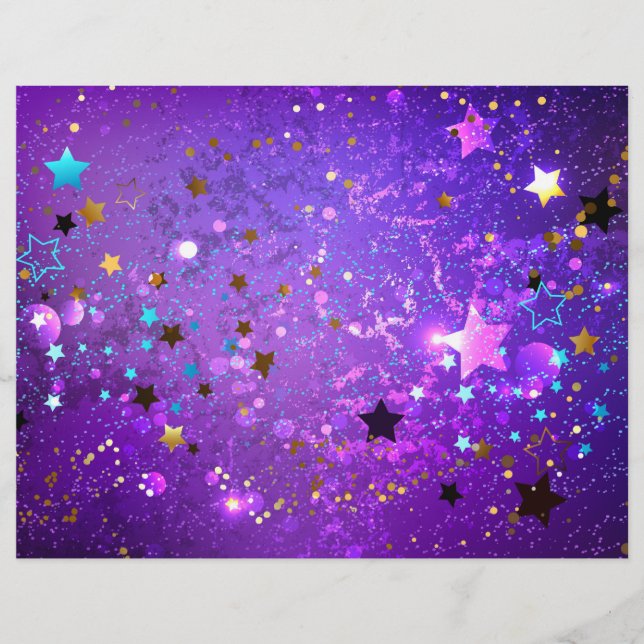 Purple foil background with Stars Custom Letterhead (Front)